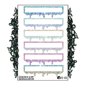 Light Glitter Drippy Banners | Sticker Sheet