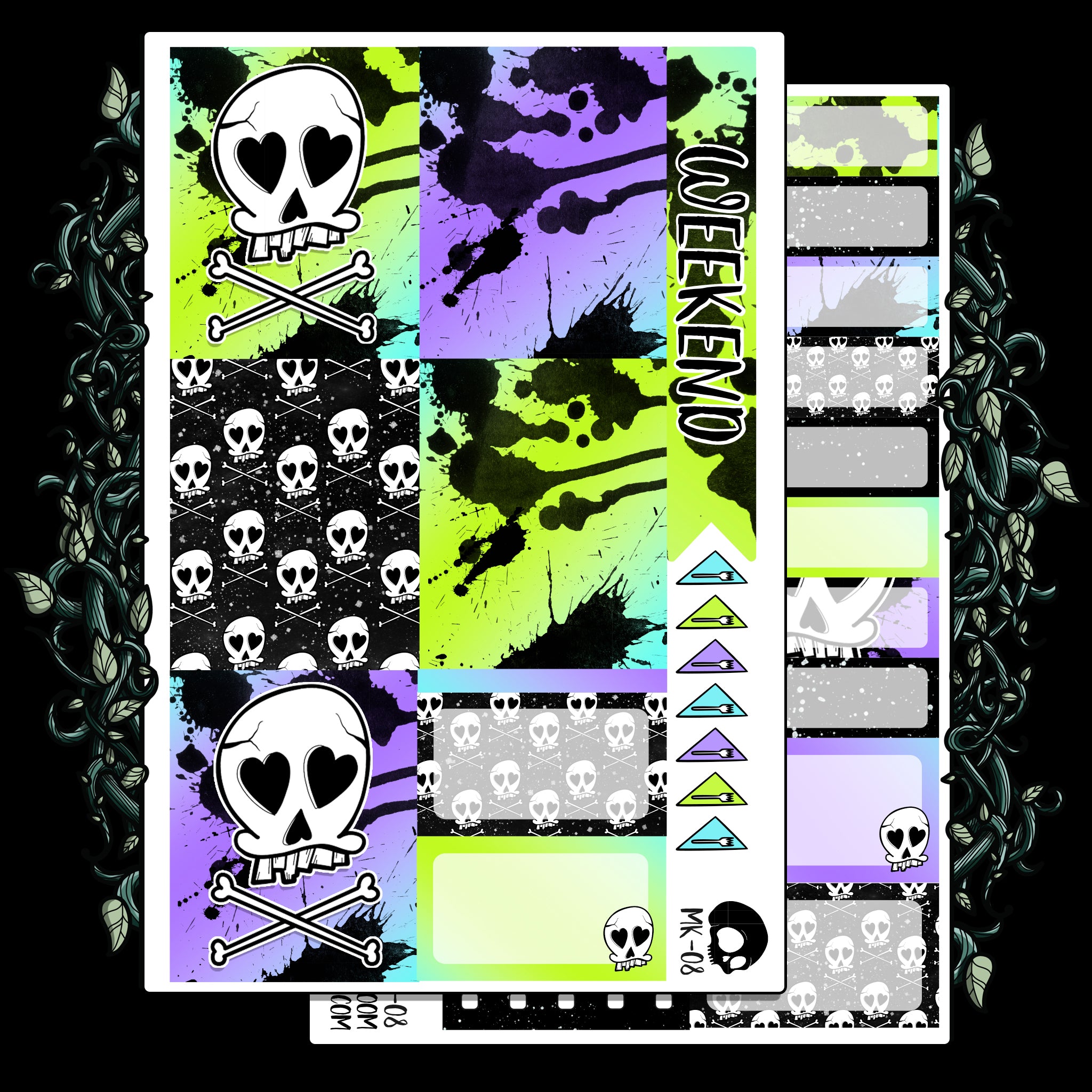 Skully Bones | Vertical Two Page Sticker Kit