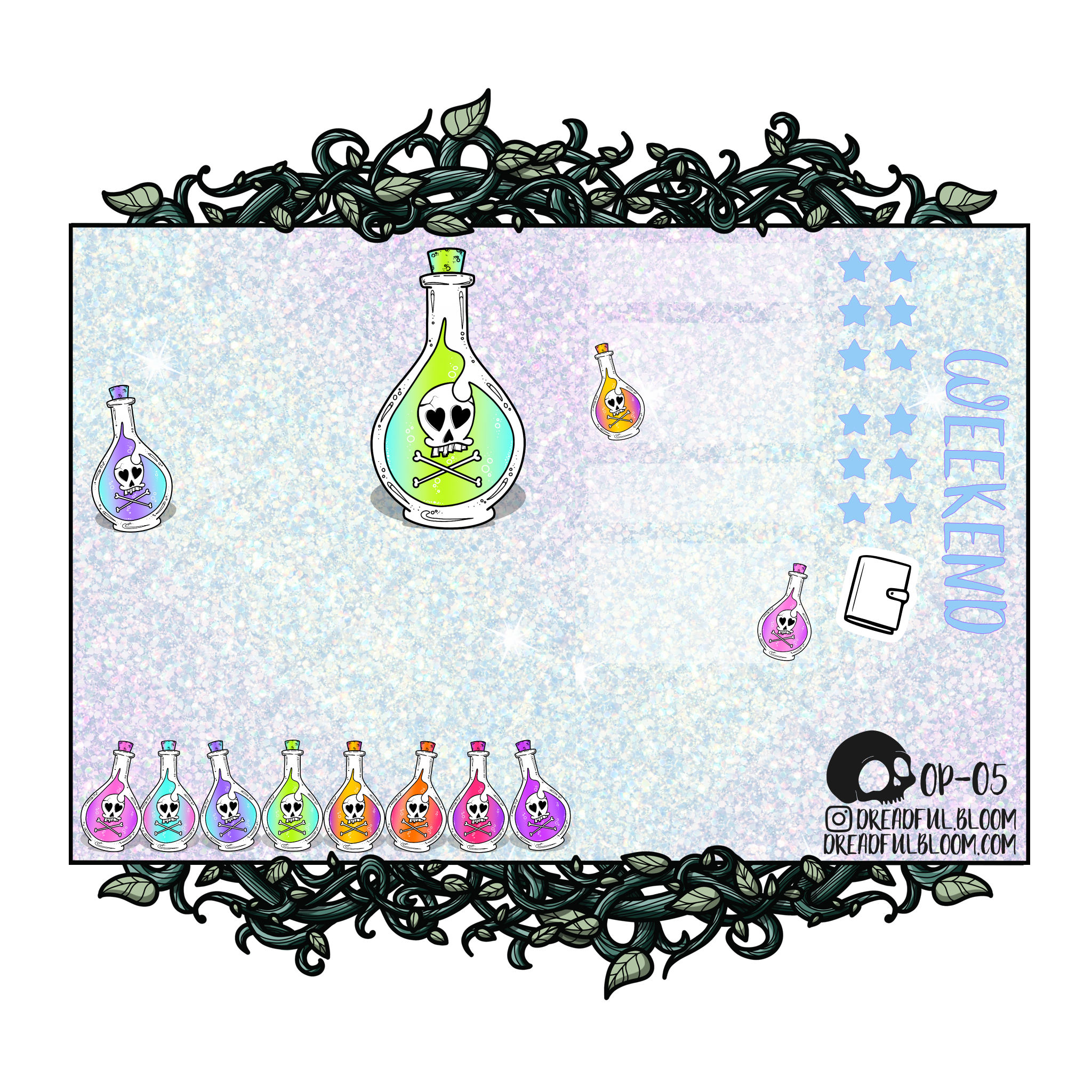 Glittering Poisons and Potions | Vertical One Page Sticker Kit
